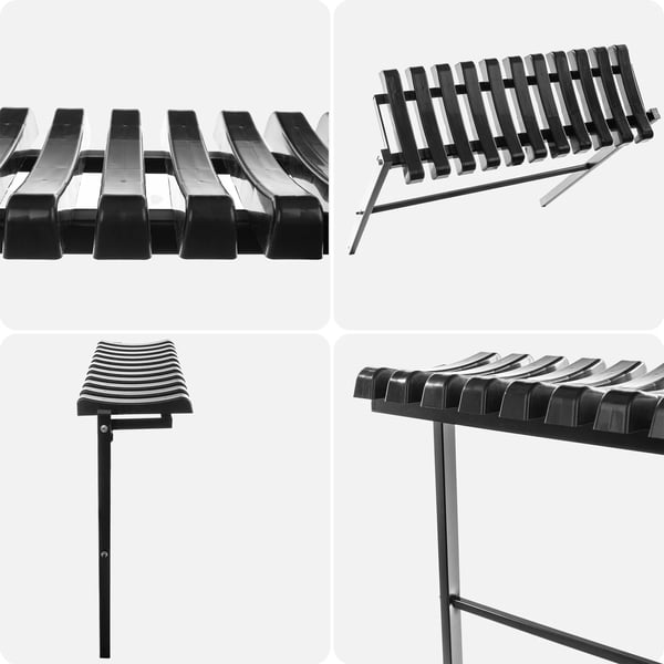 Havebænk - Sammenklappelig parkbænk - 77 x 72,5 cm - Sort