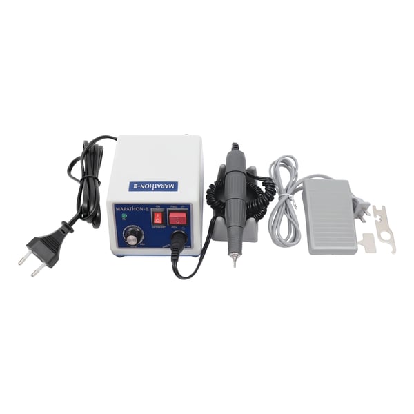 Dental mikromotor - Håndstykke-sæt Type 2 - Effekt 65 W - Hastighed 0-35.000 omdr./min - Dobbeltkontrol Pedal & Drejeknap - 110-220 V - Sølv