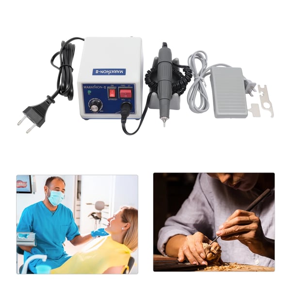 Dental mikromotor - Håndstykke-sæt - 35000 omdr./min - 65 W - Fodpedal - Dobbelt styring - 110–220 V - Skæring/Slibning/Polering - Hvid