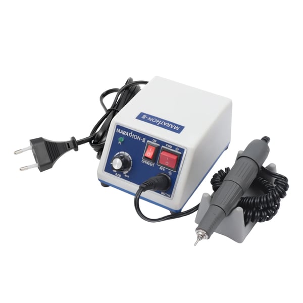 Dental mikromotor - Håndstykke-sæt - 35000 omdr./min - 65 W - Fodpedal - Dobbelt styring - 110–220 V - Skæring/Slibning/Polering - Hvid