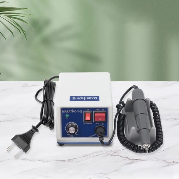 Dental mikromotor - Håndstykke-sæt - 35000 omdr./min - 65 W - Fodpedal - Dobbelt styring - 110–220 V - Skæring/Slibning/Polering - Hvid