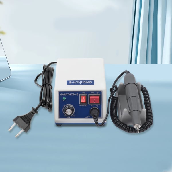 Dental mikromotor - Håndstykke-sæt - 35000 omdr./min - 65 W - Fodpedal - Dobbelt styring - 110–220 V - Skæring/Slibning/Polering - Hvid