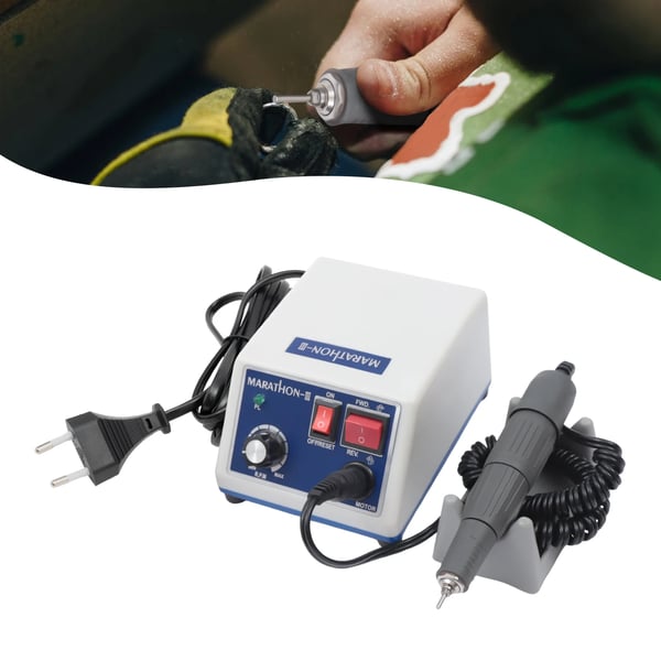 Dental mikromotor - Håndstykke-sæt - 35000 omdr./min - 65 W - Fodpedal - Dobbelt styring - 110–220 V - Skæring/Slibning/Polering - Hvid