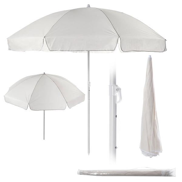Parasol - Have- og strandparasol - Diameter 220 cm - Sammenklappelig - Til altan, terrasse og strand - Robust konstruktion