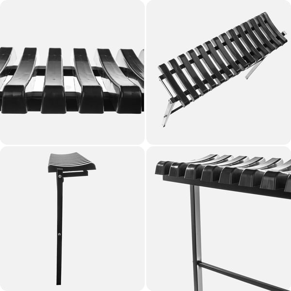 Havebænk - Sammenklappelig Parkbænk - 77 x 91 cm - Til Udendørs Brug - Sort