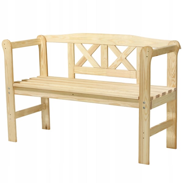 Havebænk - Parkbænk i træ - Længde 119 cm - Til have og terrasse - Udendørs bænk - Robust konstruktion