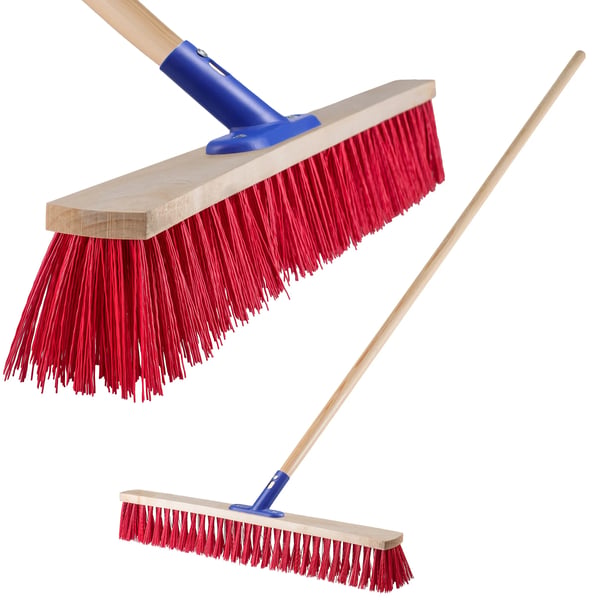Gatukvast - Sopborste - Styva nylonborst - 70 cm bredd - För utomhusbruk - Röd