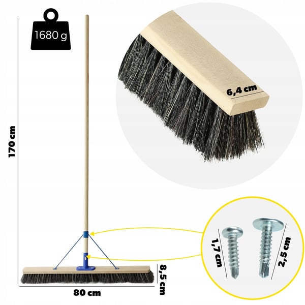 Kost - Gadekost - 80 cm Bredde - Med Skaft - Universal - Til Udendørs Brug