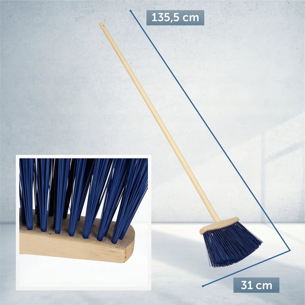 Kost - Gadekost - 25 cm Bred - Med Skaft - Til Udendørs Brug