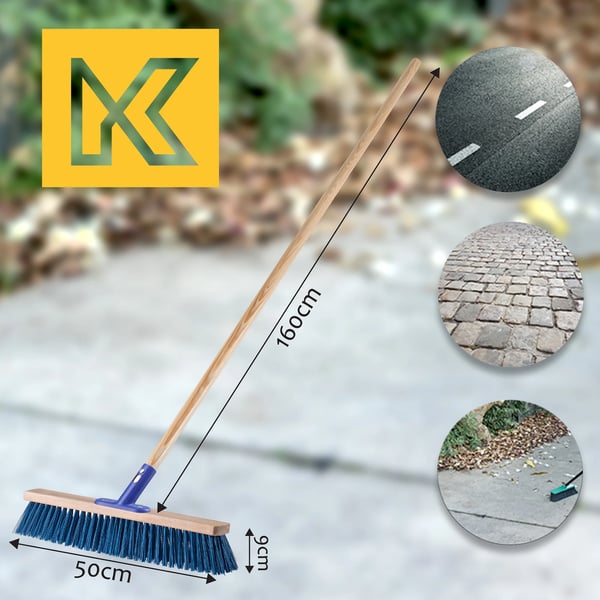 Skubbekost - Gadekost - 50 cm Bredde - Nylonbørster - Til Udendørs Fejning