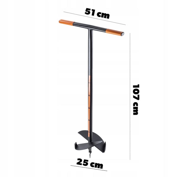 Jordbor til haven - Manuelt håndjordbor - 25 cm diameter - Robust stål - Til hegns- og plantehuller - Nem betjening