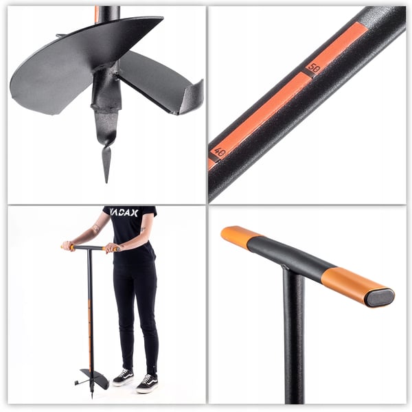 Jordbor til haven - Manuelt håndjordbor - 25 cm diameter - Robust stål - Til hegns- og plantehuller - Nem betjening
