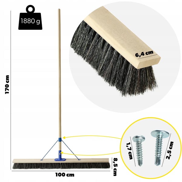 Kvastskaft / Sopborstskaft - 100 cm - Med ändpropp - För gatukvast