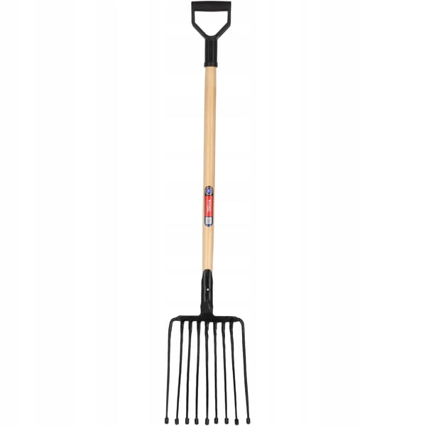 Høtyv / Møggaffel - Have- og staldgaffel - 9 Tænder - Metal - Robust - Længde 129 cm