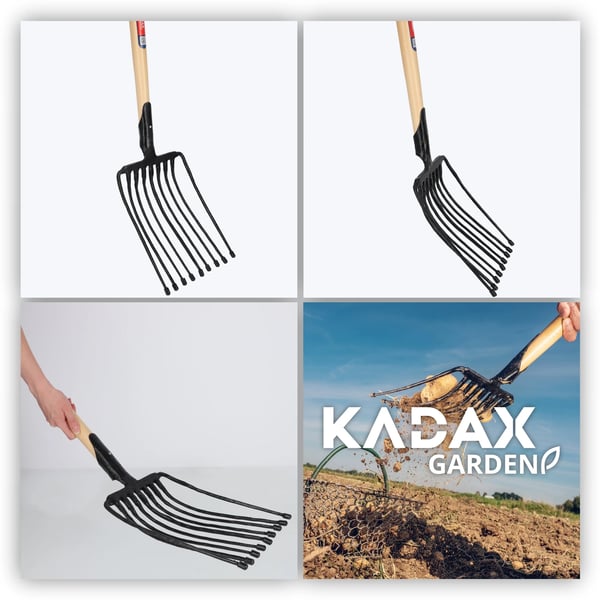 Høtyv / Møggaffel - Have- og staldgaffel - 9 Tænder - Metal - Robust - Længde 129 cm