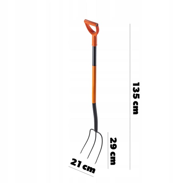 Havegreb - 3-tandet kompost- og høgaffel - Metal - Ergonomisk skaft - 135 cm