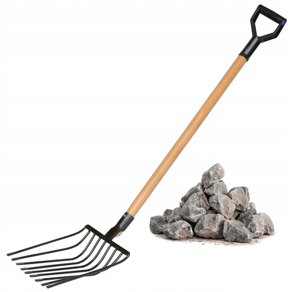 Haverive - Rive - Ni tænder - Metalhoved - Skaft 129 cm - Robust