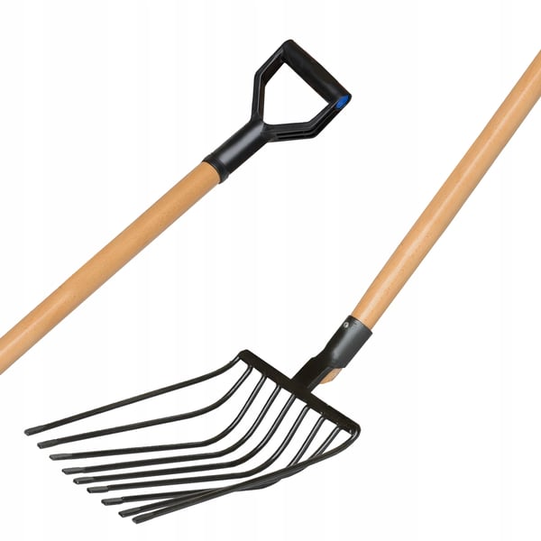 Haverive - Rive - Ni tænder - Metalhoved - Skaft 129 cm - Robust