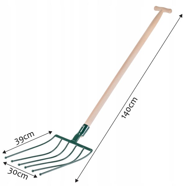 Kartoffelgreb - Havegreb - 6 Tænder - Metalhoved - Til Kartofler og Rødbeder - Skaft 140 cm - Robust