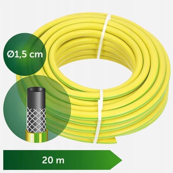 Haveslange - Vandingsslange - 20 m - 12,7 mm - 3-lags PVC