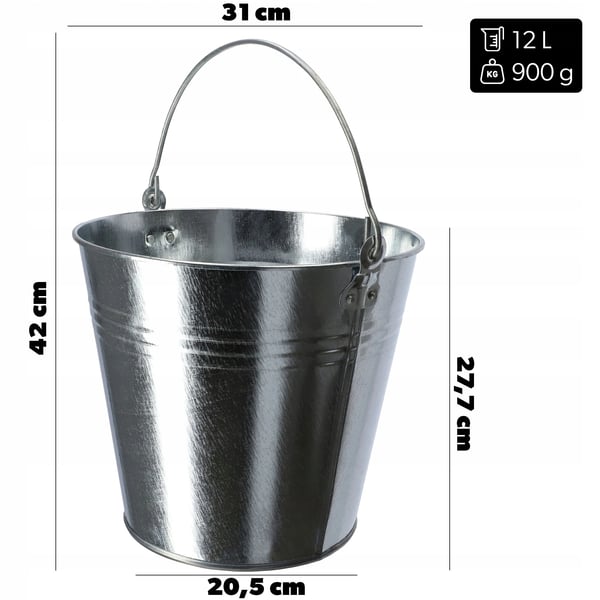 Havespand Zinkspand - Galvaniseret metal - 12 l - Rustbestandig - Robust