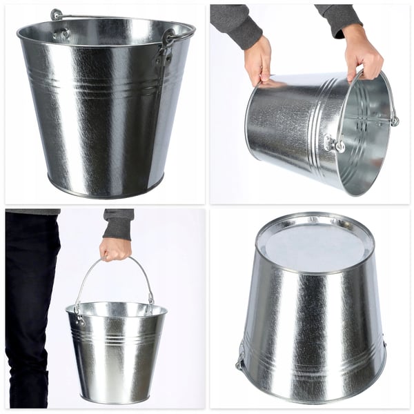 Havespand Zinkspand - Galvaniseret metal - 12 l - Rustbestandig - Robust