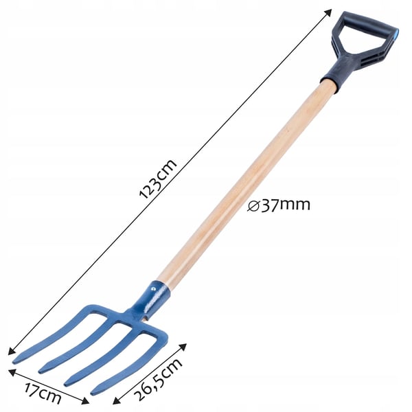 Havegreb - Gravegreb - 4 tænder - 130 cm skaft - Robust - Til kompost og hø