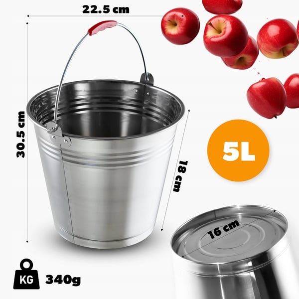Spand - Stålspand - 5 liter - Industriel - Med hank - Metal