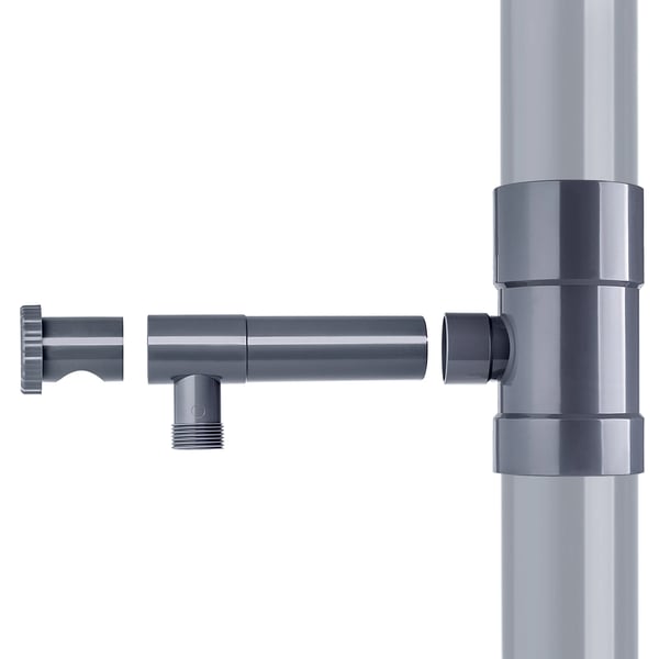 Regnvandssamler - Til nedløbsrør - 90 mm - Med hane/ventil - Grå