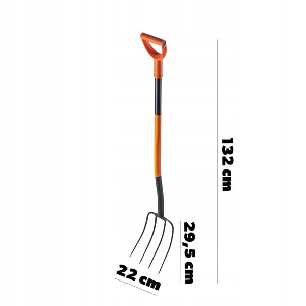 Havegreb - Kompostgreb og høtyv - Med 4 tænder - Metal - Ergonomisk skaft - Længde 132 cm