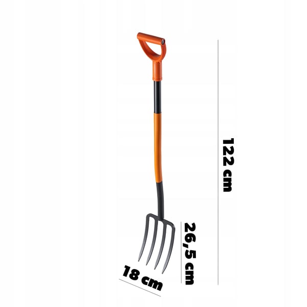 Havegreb - Gravegreb med 4 tænder - Hærdet metal - Længde 122 cm - Til gravning og jordbearbejdning