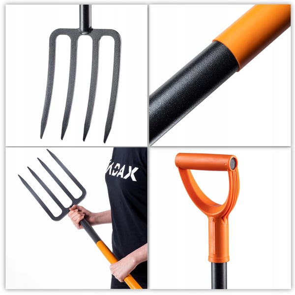 Havegreb - Gravegreb med 4 tænder - Hærdet metal - Længde 122 cm - Til gravning og jordbearbejdning