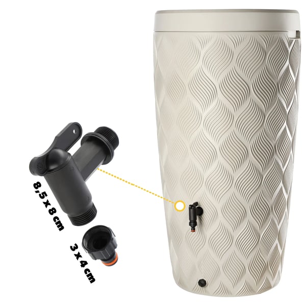 Regntønde hane - Ventiladapter - 19 mm tilslutning - Slangekobling - Til regnvandstank