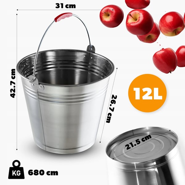 Stålspand - Industriel - 12 L - Med Hank