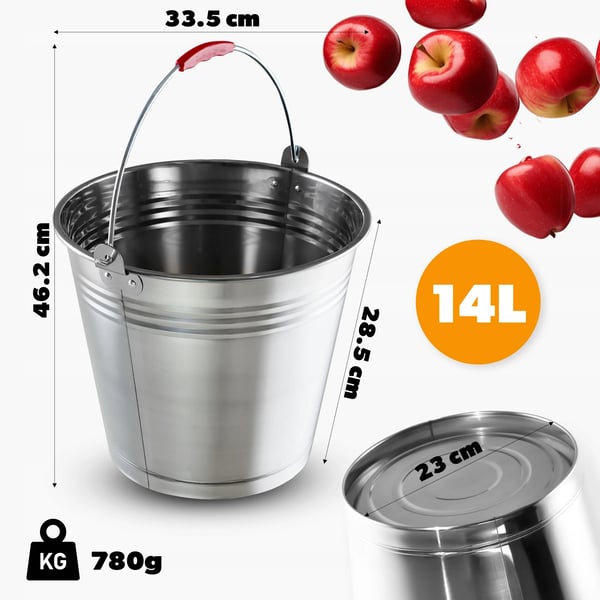 Spand - Stålspand - 14 l - Metalhank - Til industri