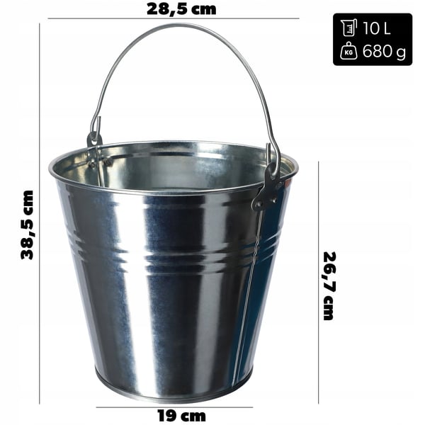 Havespand - Metalspand - Galvaniseret - Zinkspand - Kapacitet 10 l