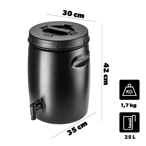 Gødningstank - Havebeholder - 25 l - Med tappehane - Til fremstilling og opbevaring