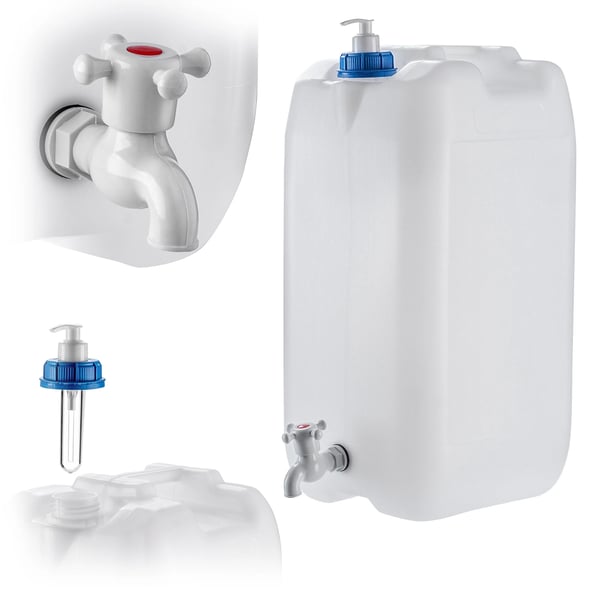 Vanddunk - Vandbeholder - 30 l - Med Taphane - Plast - Til Camping & Hjem