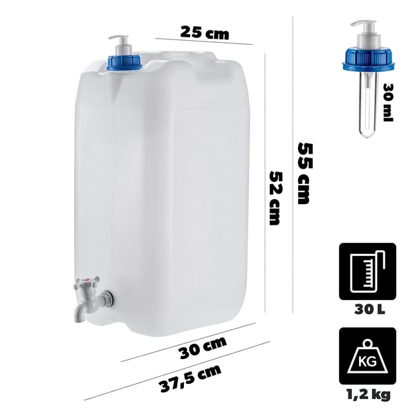 Vanddunk - Vandbeholder - 30 l - Med Taphane - Plast - Til Camping & Hjem