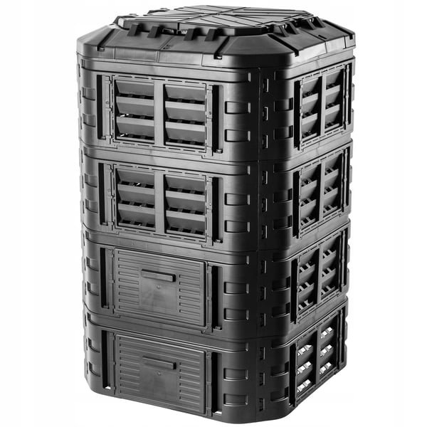 Havekompost - Kompostbeholder 1120 l - Modulært design - Frostbestandig - Sort