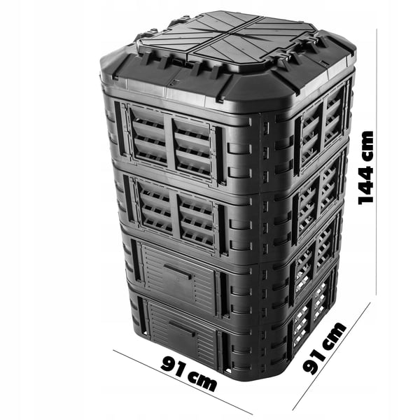 Havekompost - Kompostbeholder 1120 l - Modulært design - Frostbestandig - Sort
