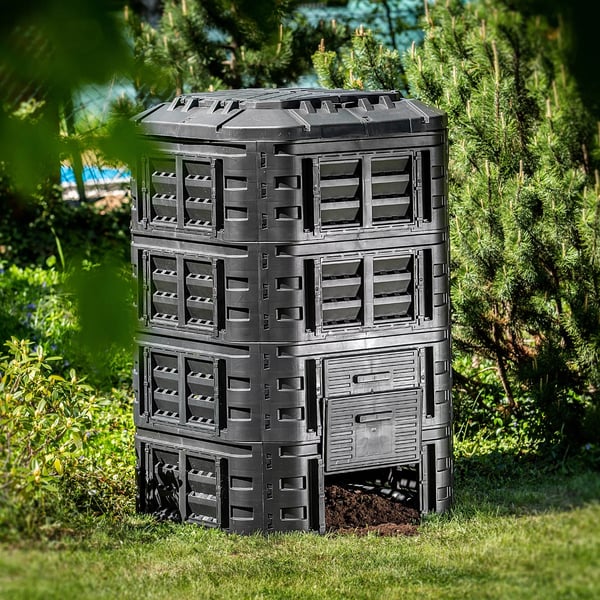 Havekompost - Kompostbeholder 1120 l - Modulært design - Frostbestandig - Sort