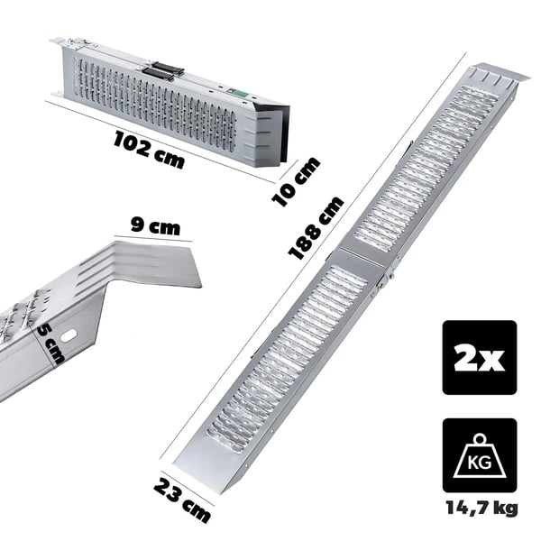Lastramp i stål - P30002 K11288 - Hopfällbar - 2x180 cm, 2-pack - Portabel