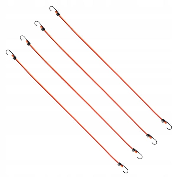 Gummistropper med krog - Presenningstropper - Elastiske - Til presenninger - Bagagestropper - 4-pak