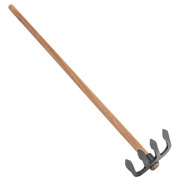 Havehakke - Kultivator Med Fire Tænder - Stål - 15x17 cm - Med Skaft