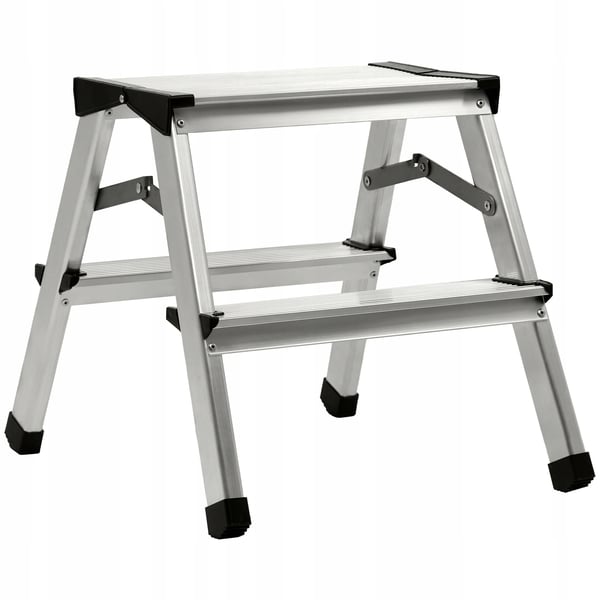 Trappestige - Husholdningsstige 2 trin - Sammenklappelig - Aluminium - Maks 125 kg - Fremstillet i Polen
