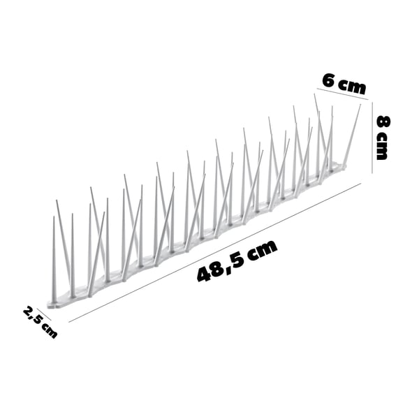Fuglepigge / Duepigge - Rustfrit Stål - 12 Sektioner - Total Længde 5,82 m - Sikker Human Fugleafskræmmer - Til Gesimser & Rækværk