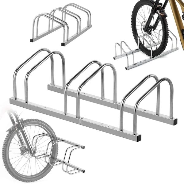 Cykelstativ - Cykelholder - Til 3 cykler - Stål - Sølv