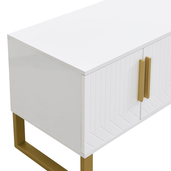 TV-bord - TV-møbel - Højglans - 4 Døre - 2 Skuffer - MDF - Samling Påkrævet - Moderne Stil - Hvid