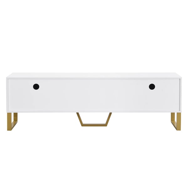 TV-bord - TV-møbel - Højglans - 4 Døre - 2 Skuffer - MDF - Samling Påkrævet - Moderne Stil - Hvid